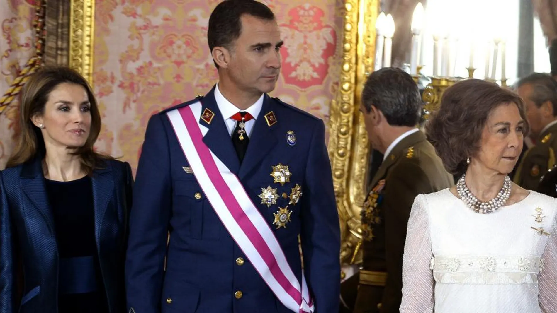 Los Príncipes de Asturias y la Reina Sofía, el pasado mes de enero durante la Pascua Militar.