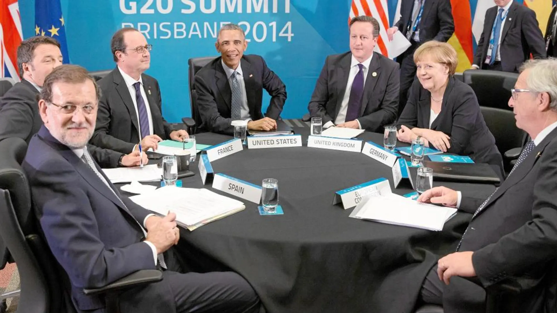 El presidente del Gobierno, Mariano Rajoy, junto a líderes mundiales como Obama, Merkel, Hollande o Cameron, en la cumbre del G-20 de 2014