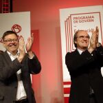 El candidato socialista a la Comunidad de Madrid, Ángel Gabilondo, y el candidato a la Generalitat Valenciana, Ximo Puig,