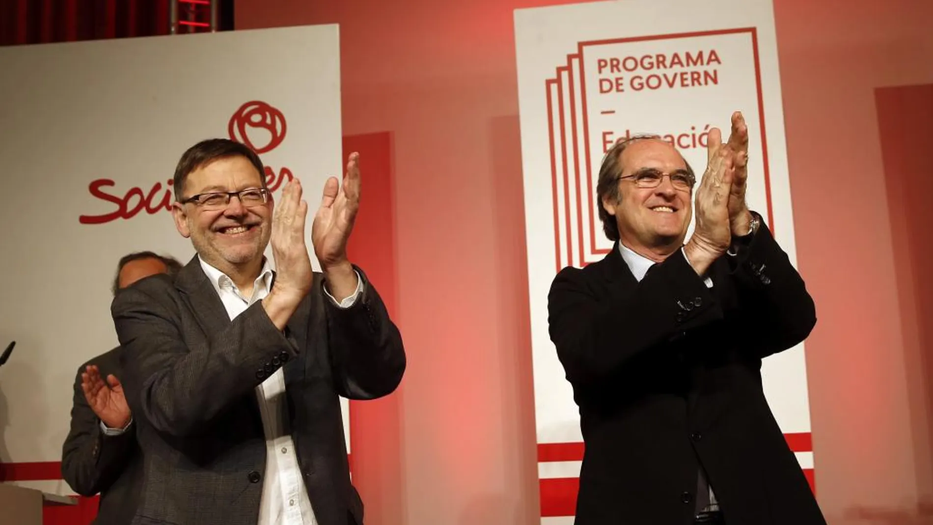 El candidato socialista a la Comunidad de Madrid, Ángel Gabilondo, y el candidato a la Generalitat Valenciana, Ximo Puig,