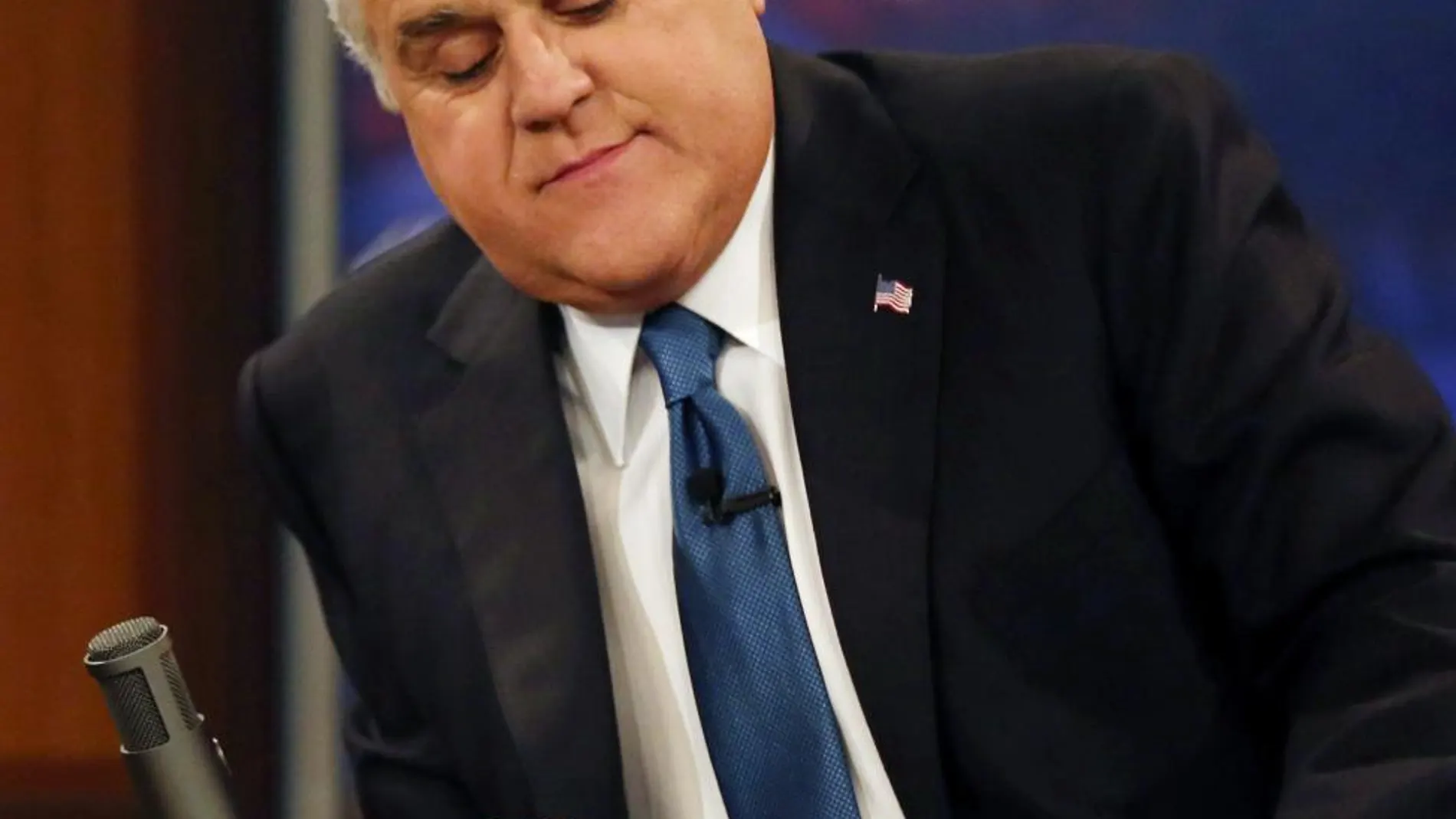 Jay Leno, ayer, durante su último programa