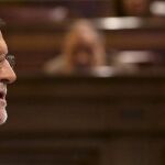 Mariano Rajoy, durante su comparecencia hoy en el Congreso de los Diputados.