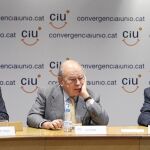 Pelegrí, Pujol y Mas, durante la comisión ejecutiva nacional de CiU celebrada ayer en la sede Unió