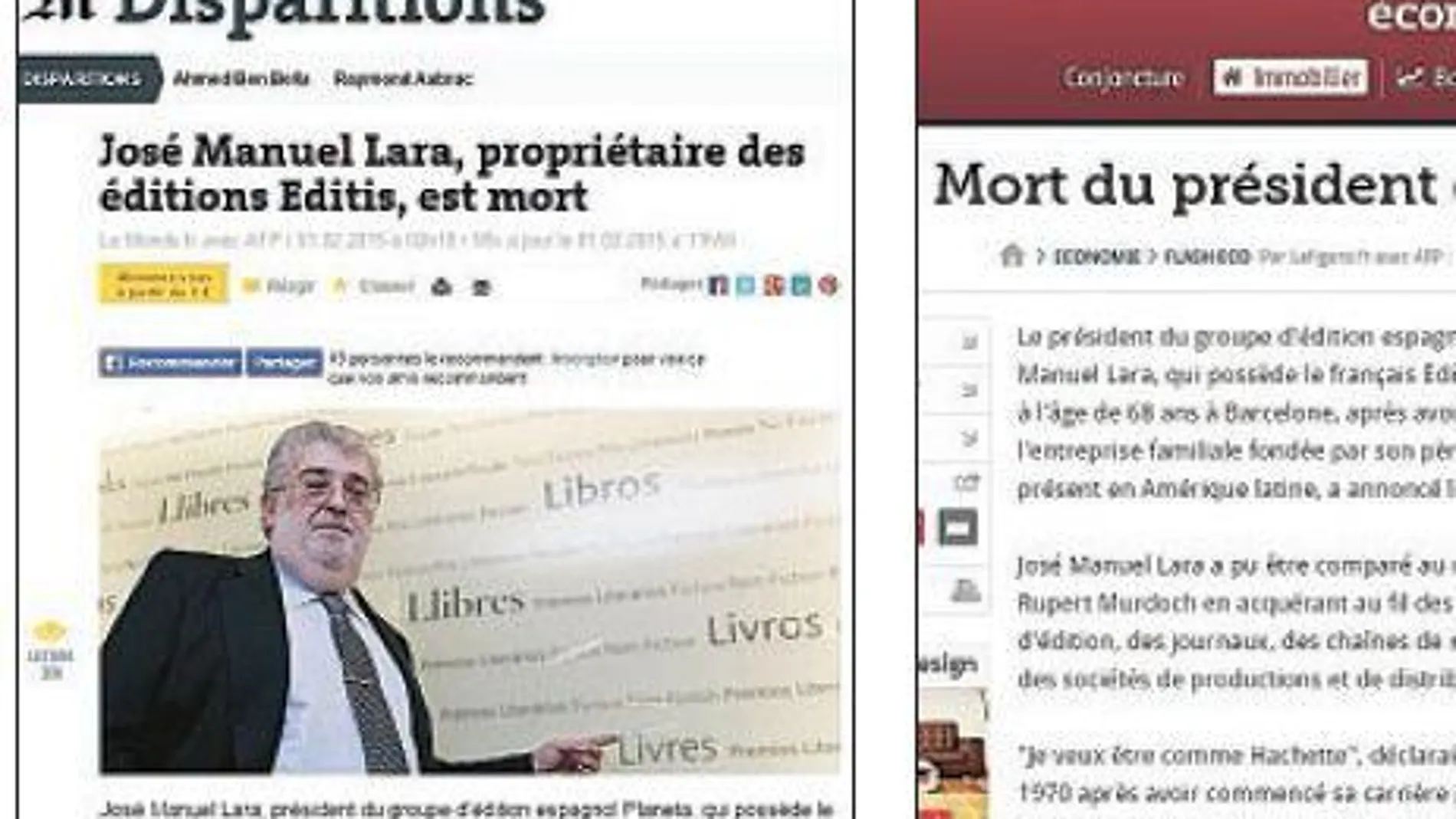 «Le Monde» dedicó un artículo a Lara. El diario galo «Le Figaro» se acordó del empresario