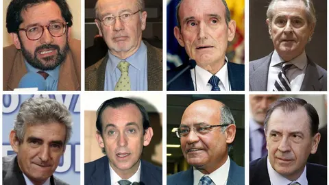 Combo de fotografías algunos de los consejeros y directivos con tarjetas "opacas"de Caja Madrid