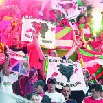 Los partidos de la selección del País Vasco son el escaparate de los abertzales