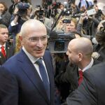 Mijail Jodorkovski, tras ofrecer, ayer en Berlín, su primera rueda de prensa en libertad