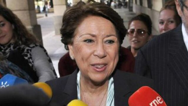 Magdalena Álvarez, a su llegada a los Juzgados de Sevilla
