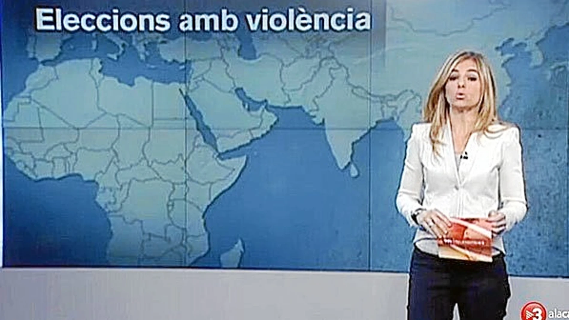 SEPARACIÓN. En el mapa de los informativos de TV3 Cataluña apareció separada del resto de España, con la misma frontera que entre todos los estados. Fue en la sección de internacional, el pasado lunes al mediodía.