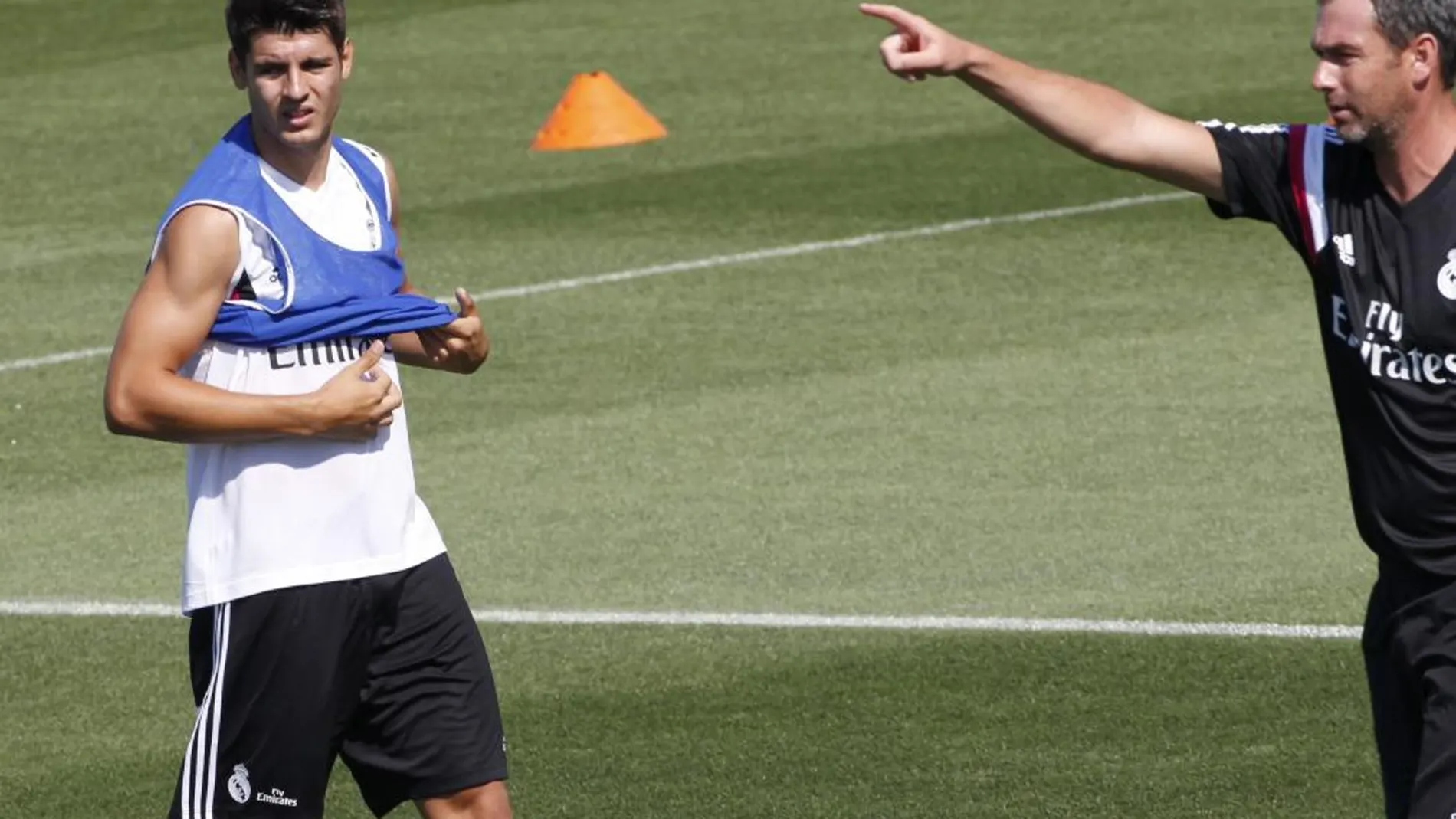 Álvaro Morata en un entrenamiento el pasado 16 de julio del Real Madrid en Valdebebas