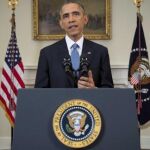 Barack Obama, durante su intervención hoy en la Casa Blanca.