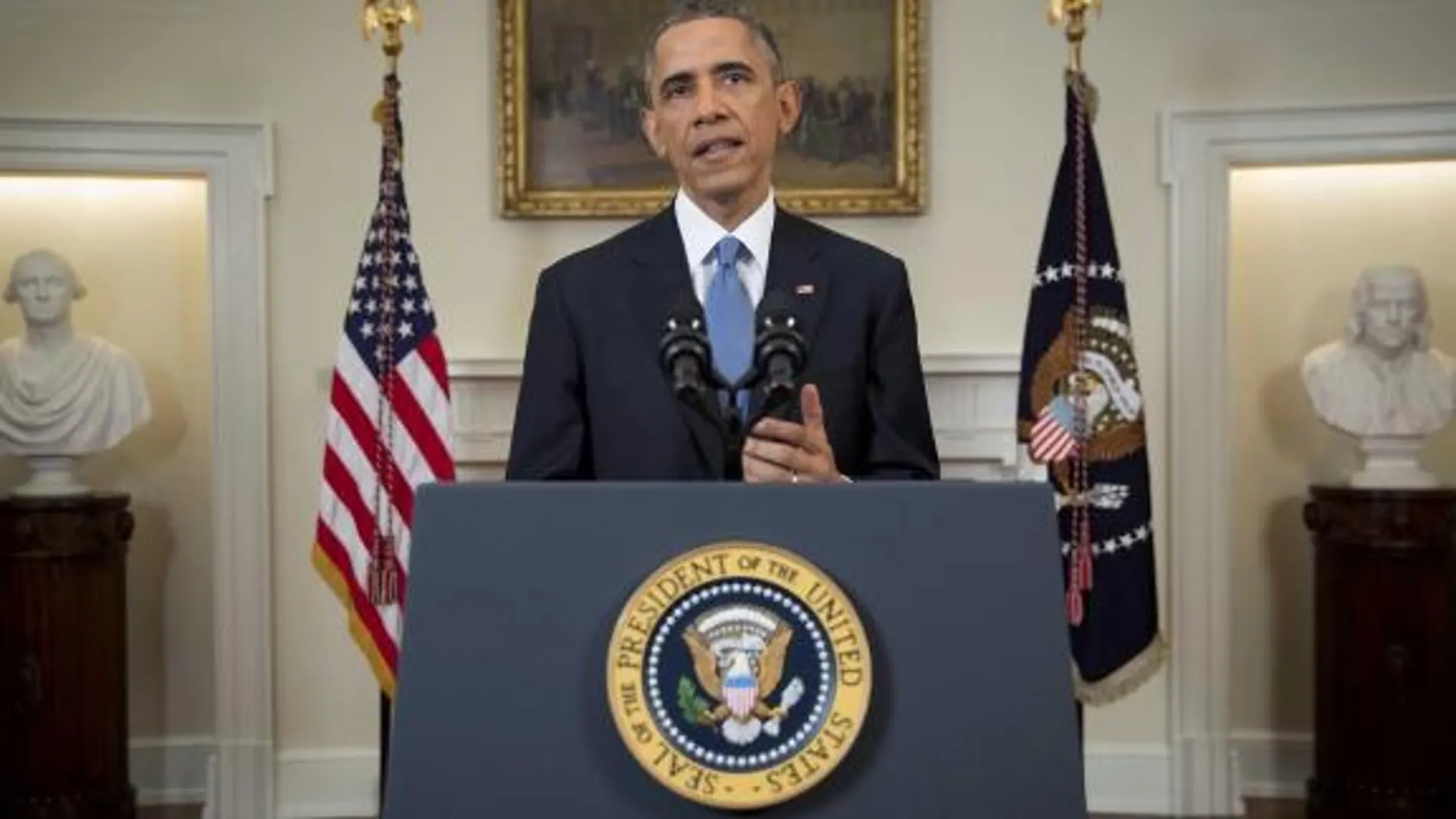 Barack Obama, durante su intervención hoy en la Casa Blanca.