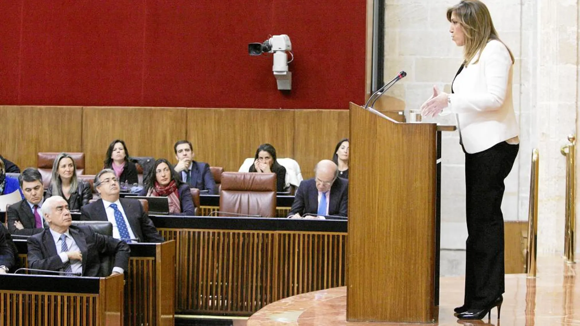 La presidenta de la Junta, Susana Díaz, en un momento de sus intervenciones en el debate parlamentario