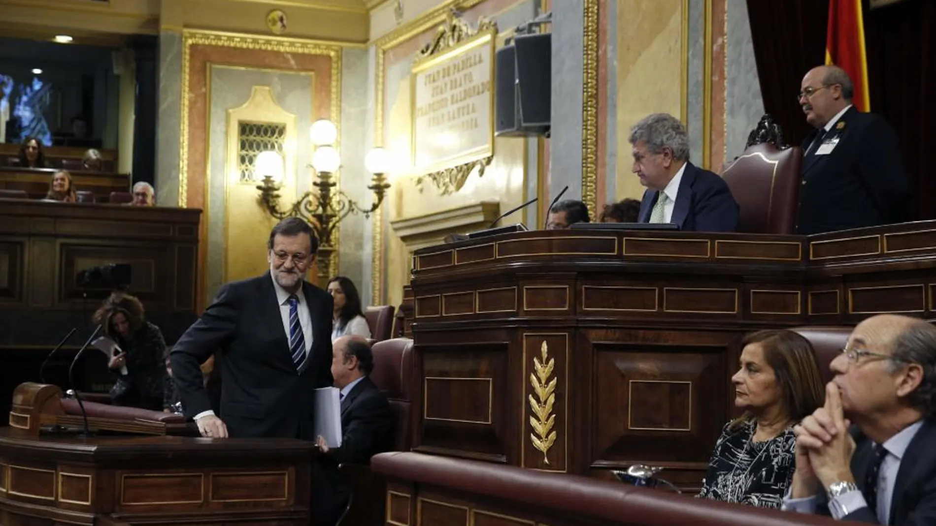 El presidente del Gobierno, Mariano Rajoy, poco antes de su intervención