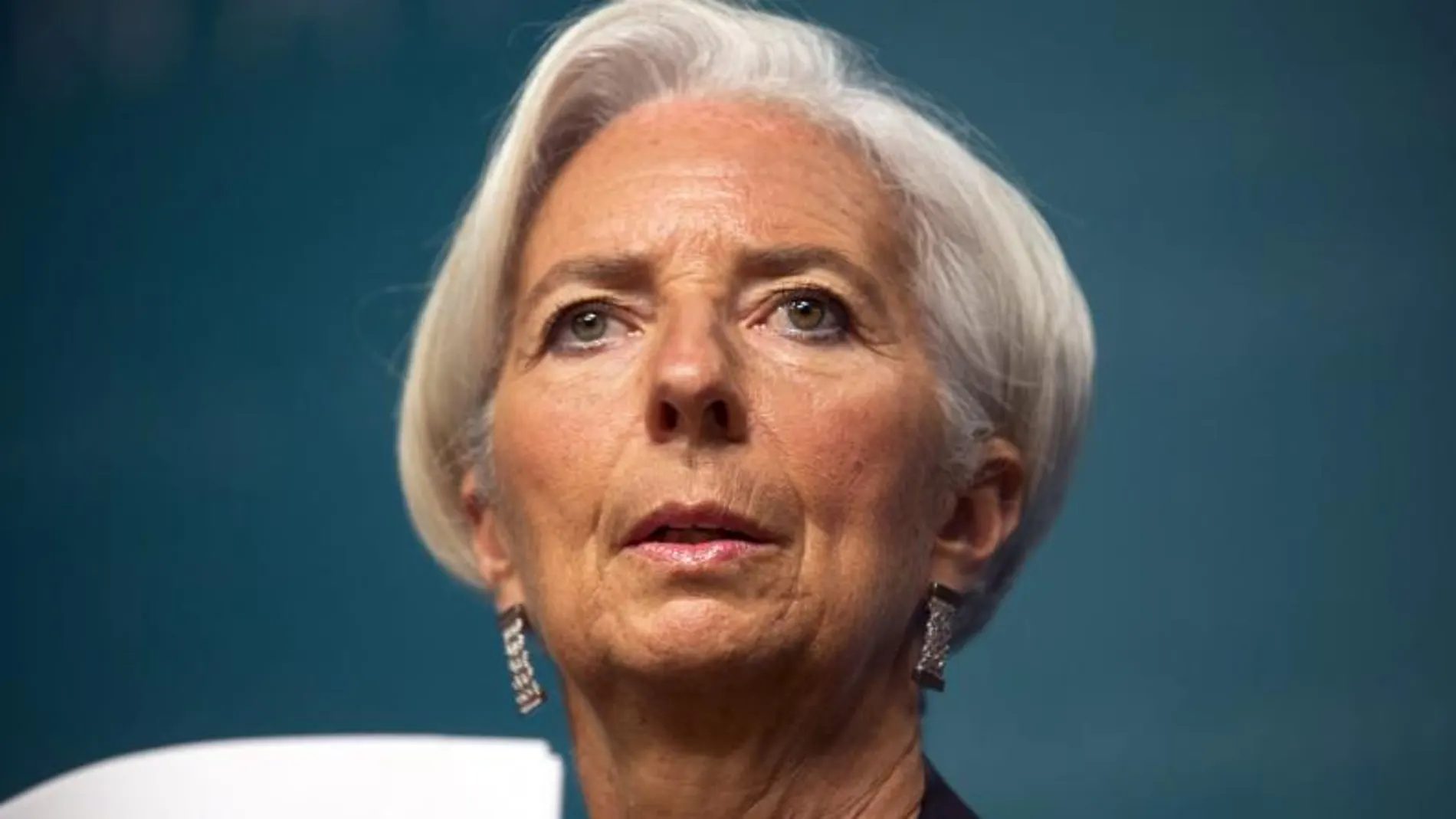 La directora del Fondo Monetario Internacional (FMI) durante una rueda de prensa en la sede del FMI en Washington DC (EE.UU.).