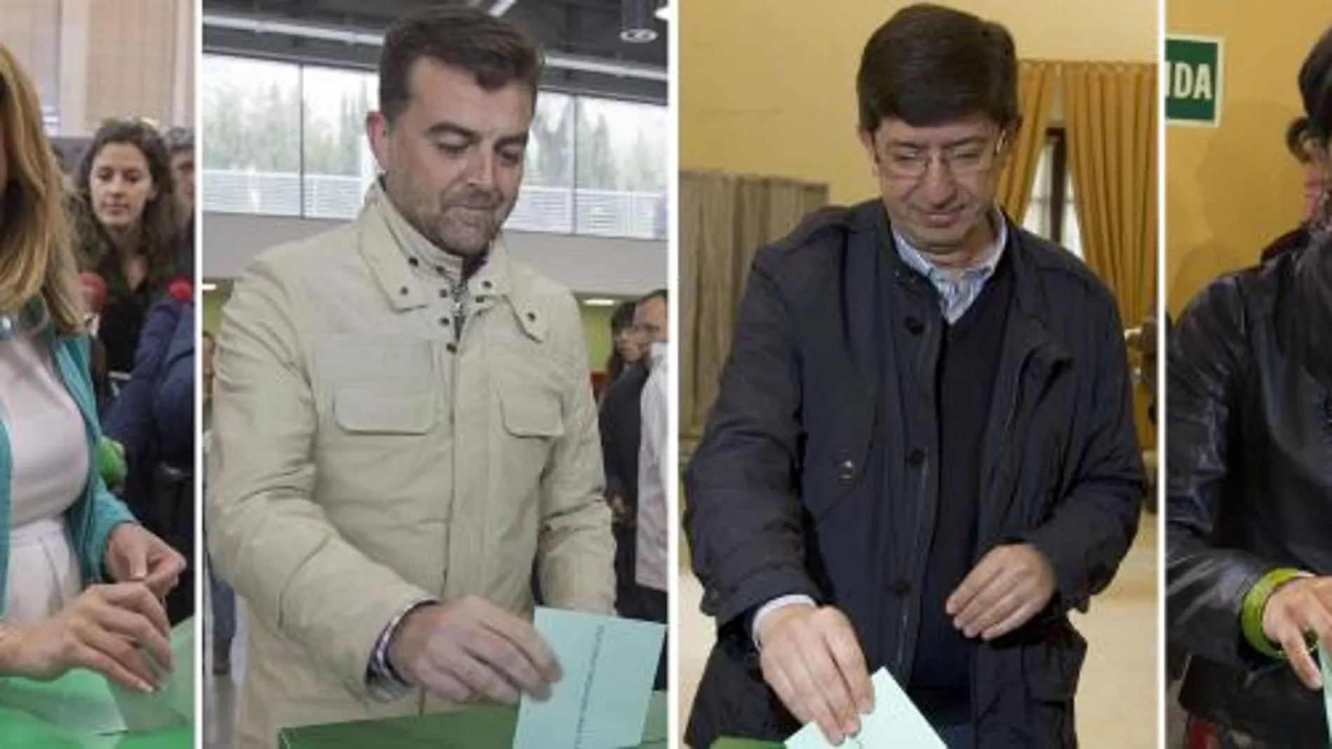 De izquierda a derecha, Juanma Moreno (PP), Susana Díaz (PSOE), Antonio Maillo (IU), Juan Marín (Ciudadanos);