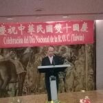 Instante en el que representante de Taiwán en España, don Javier Ching-shan Hou, pronuncia su discurso.