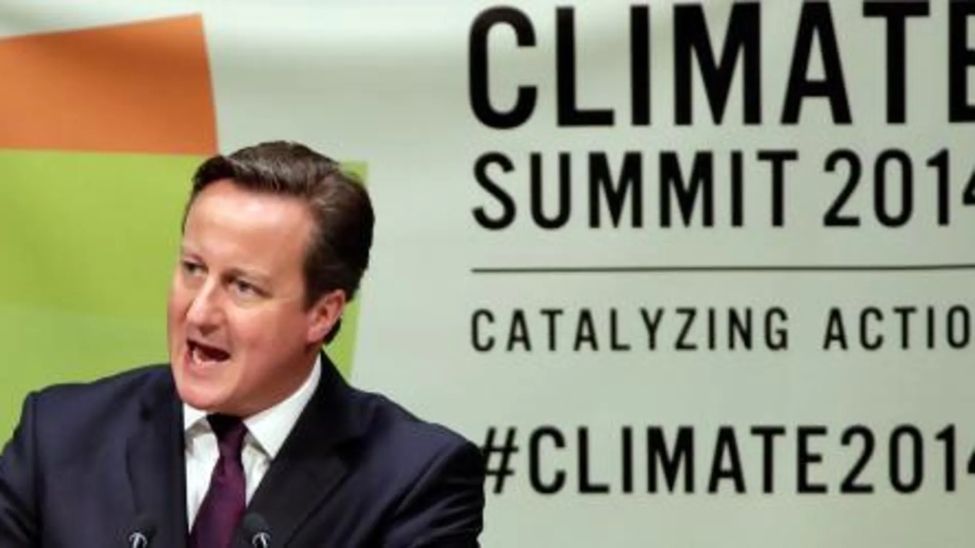 El primer ministro británico, David Cameron, interviene en la Cumbre del Clima en la sede de las Naciones Unidas