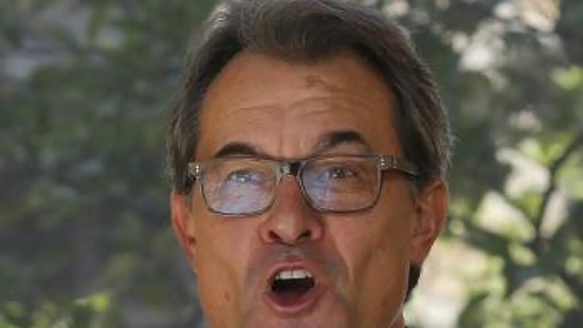 Artur Mas, durante la comparecencia que ha realizado hoy en la Galería Gótica del Palau de la Generalitat