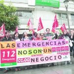 Los empleados del 112, en una protesta reciente