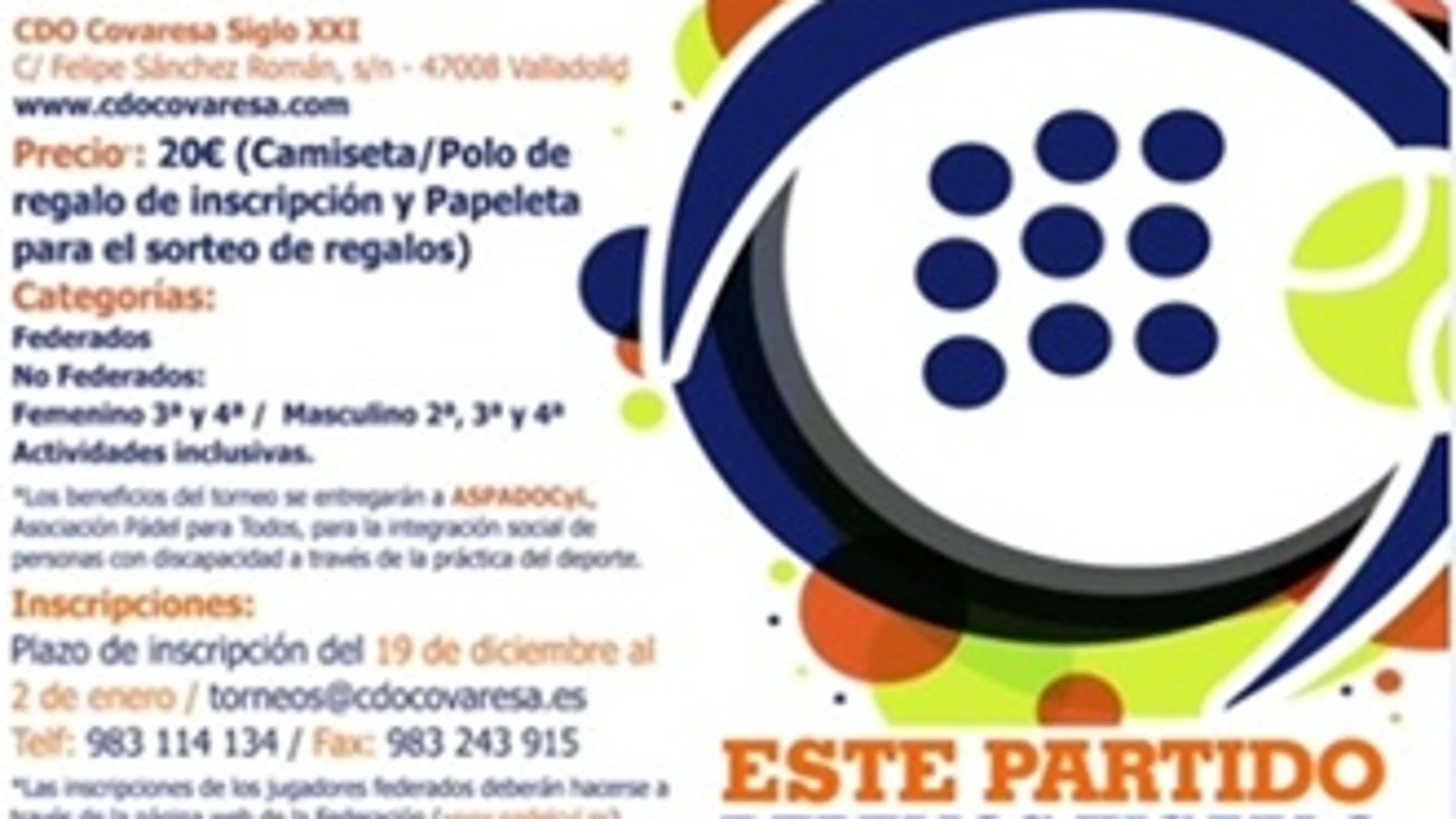 Cartel del torneo benéfico Bankinter-ASPADO.