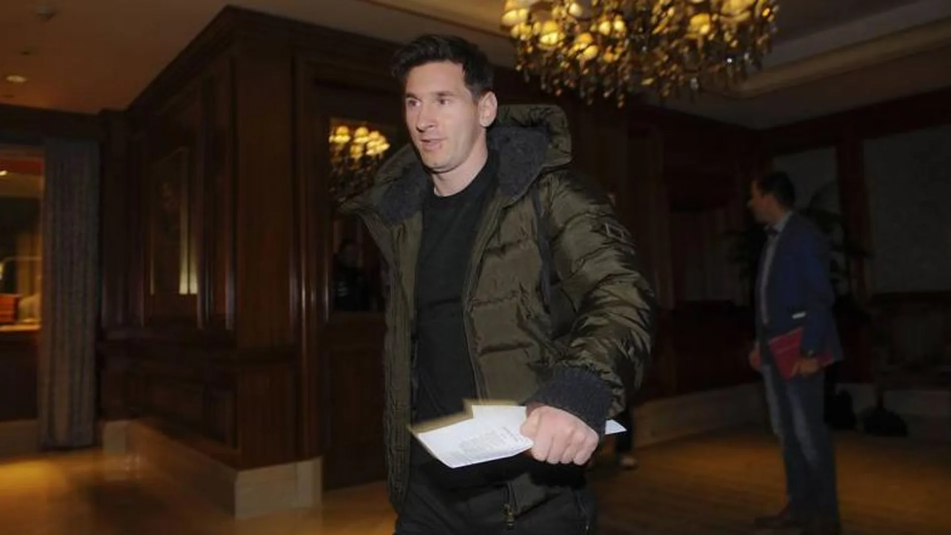 Leo Messi a su llegada a la concentración con Argentina.