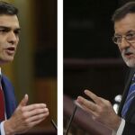 El líder del PSOE, Pedro Sánchez, y Mariano Rajoy, presidente del Gobierno durante el debate del Estado de la Nación.
