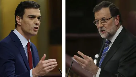 El líder del PSOE, Pedro Sánchez, y Mariano Rajoy, presidente del Gobierno durante el debate del Estado de la Nación.