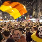 Los aficionados alemanes celebran la consecución del Mundial
