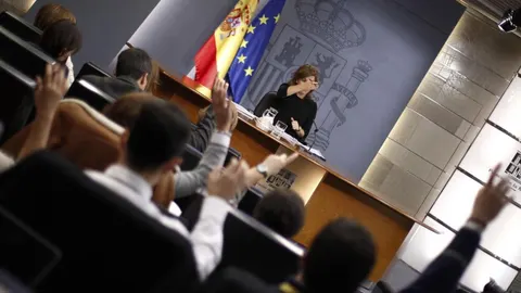 Soraya Sáenz de Santamaría, en la rueda de prensa del Consejo de Ministros
