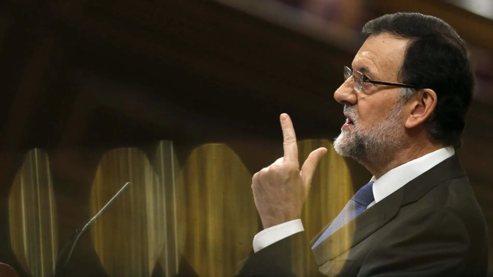 El presidente del Gobierno, Mariano Rajoy, durante su intervención en la segunda jornada del debate sobre el estado de la nación, hoy en el Congreso de los Diputados