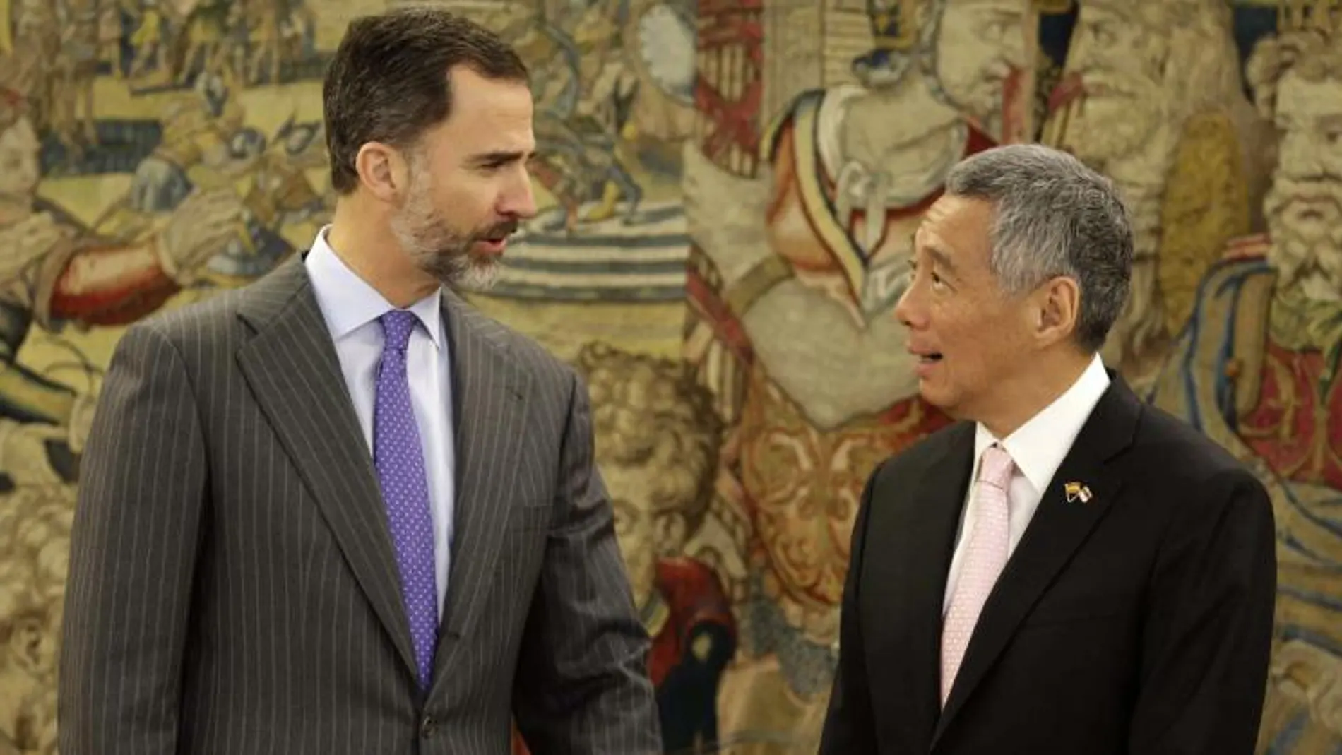El Rey Felipe ha recibido hoy en el Palacio de la Zarzuela al primer ministro de Singapur, Lee Hsien Loong