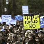 Manifestación en Palma de Mallorca contra la realización de sondeos y prospecciones petrolíferas en el mar balear que ha sido convocada por «Mallorca diu No» y «Marea Azul»