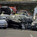 Imagen de en una colisión múltiple de varios vehículos en la autovía A-52, esta Navidad