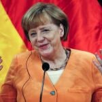 Angela Merkel durante su intervención en el foro Celac-UE