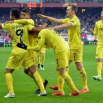 Los jugadores del Villarreal celebrando uno de los tantos.