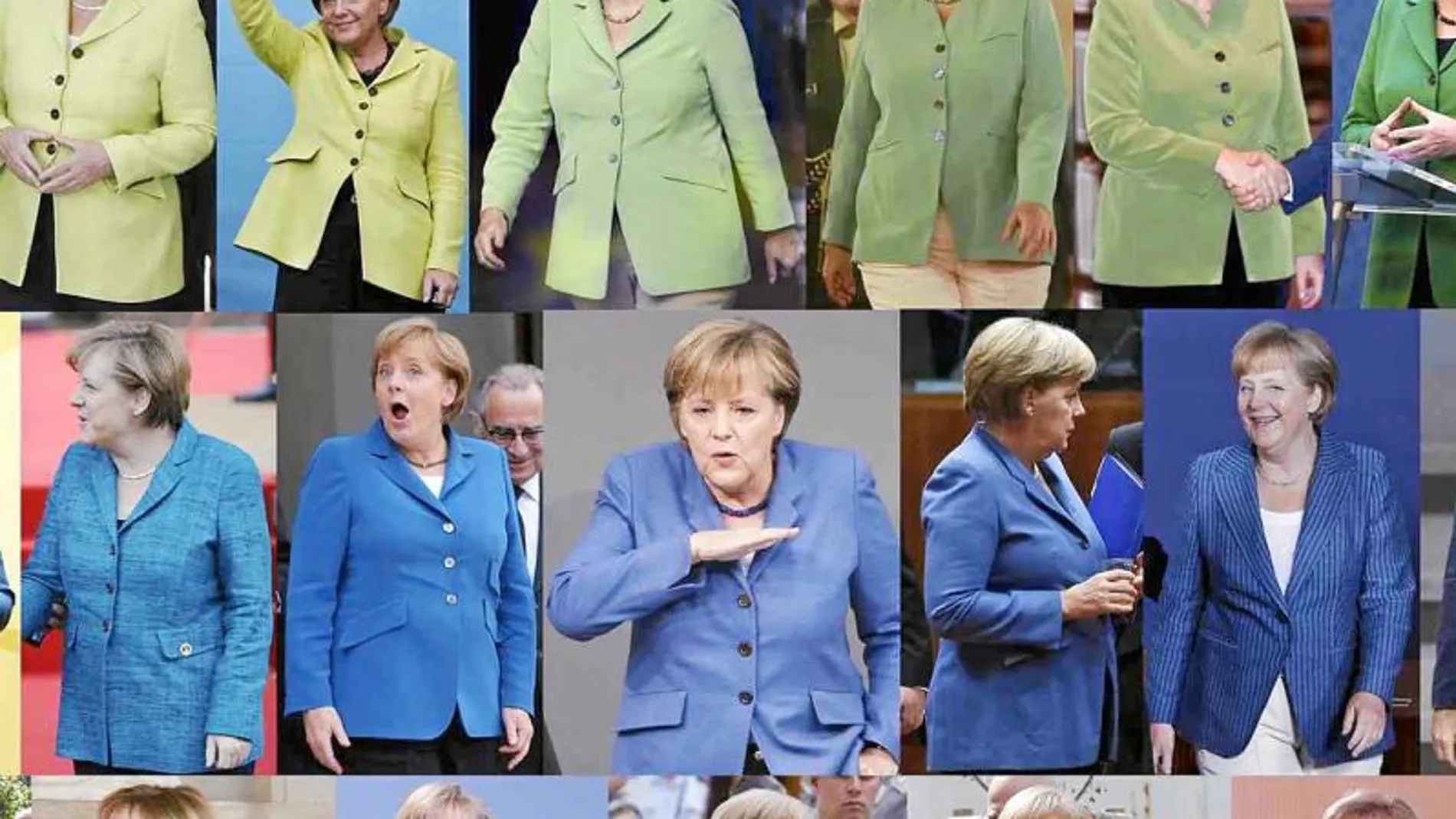 Montaje de Reuters de Merkel con distintos modelos desde 1995 hasta ahora