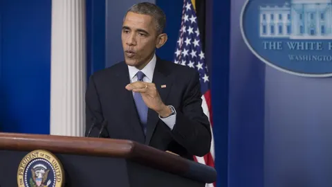 Barack Obama durante su rueda de prensa en la Casa Blanca.