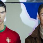El delantero portugués del Real Madrid Cristiano Ronaldo durante la presentación hoy de su escultura en el Museo de Cera.