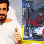 El piloto asturiano en el hospital y en el traslado