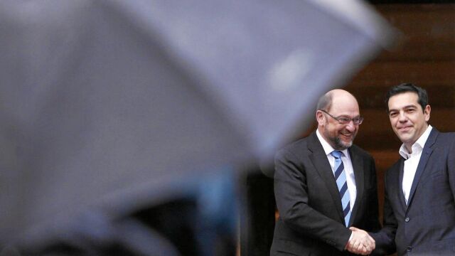 Schulz fue el primer dirigente europeo en visitar Atenas tras la controvertida victoria de Syriza el domingo