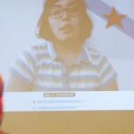 La condenada de Resistencia Galega, María Osorio, durante una videoconferencia en un acto celebrado en Santiago a principios de junio.