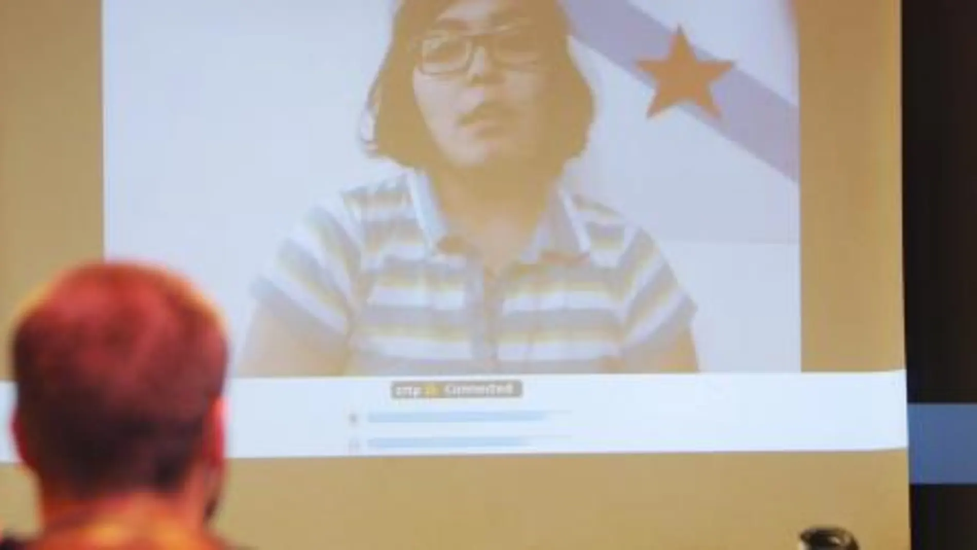 La condenada de Resistencia Galega, María Osorio, durante una videoconferencia en un acto celebrado en Santiago a principios de junio.