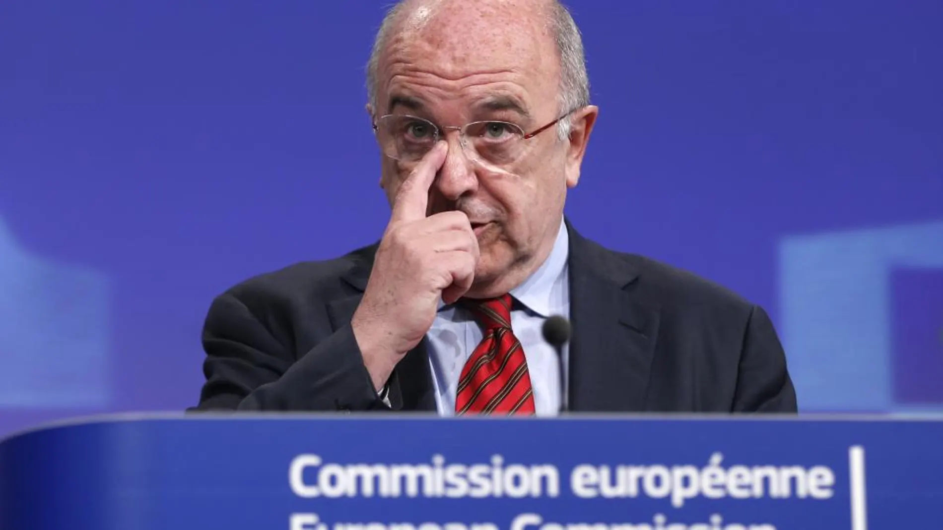 Joaquin Almunia, durante la rueda de prensa de hoy