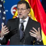 Mariano Rajoy, durante el discurso que ha ofrecido hoy en la Cámara de Comercio de Washington donde ha participado en un almuerzo con inversores y empresarios estadounidenses.