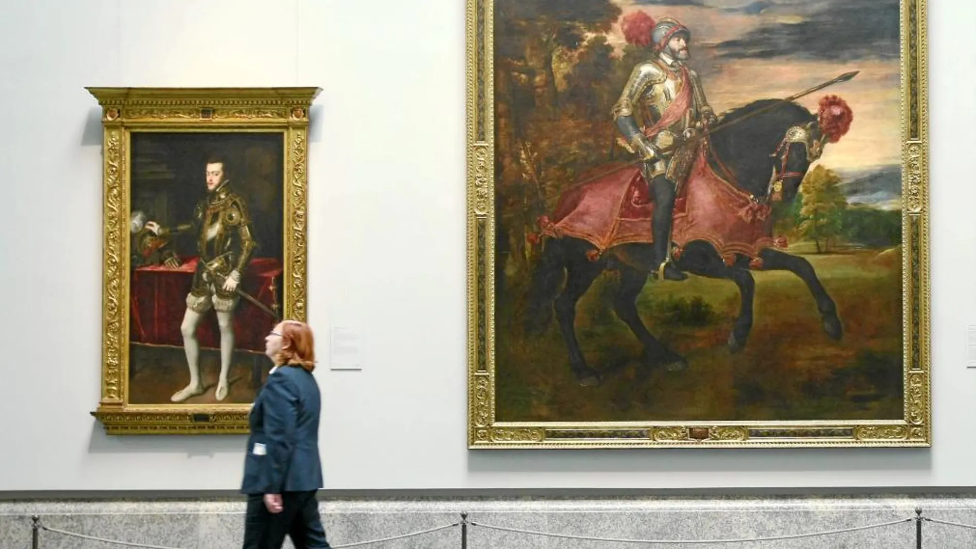 El retrato de Carlos V a caballo en la batalla de Mülhberg convive en el Museo del Prado junto al de su hijo, Felipe II, realizado cuando todavía era príncipe, como si de una línea sucesoria se tratase. Ambos retratos corresponden a Tiziano.
