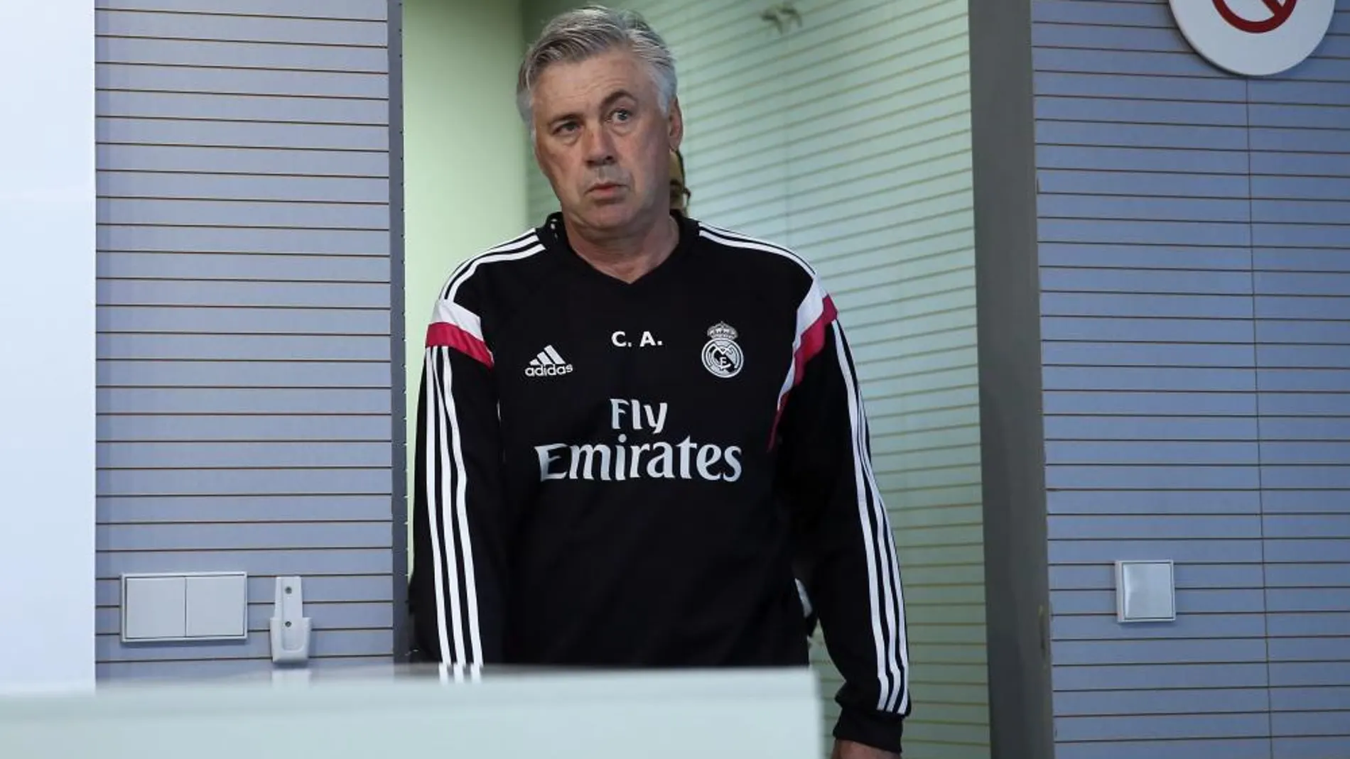 El entrenador del Real Madrid, Carlo Ancelotti, en la rueda de prensa.