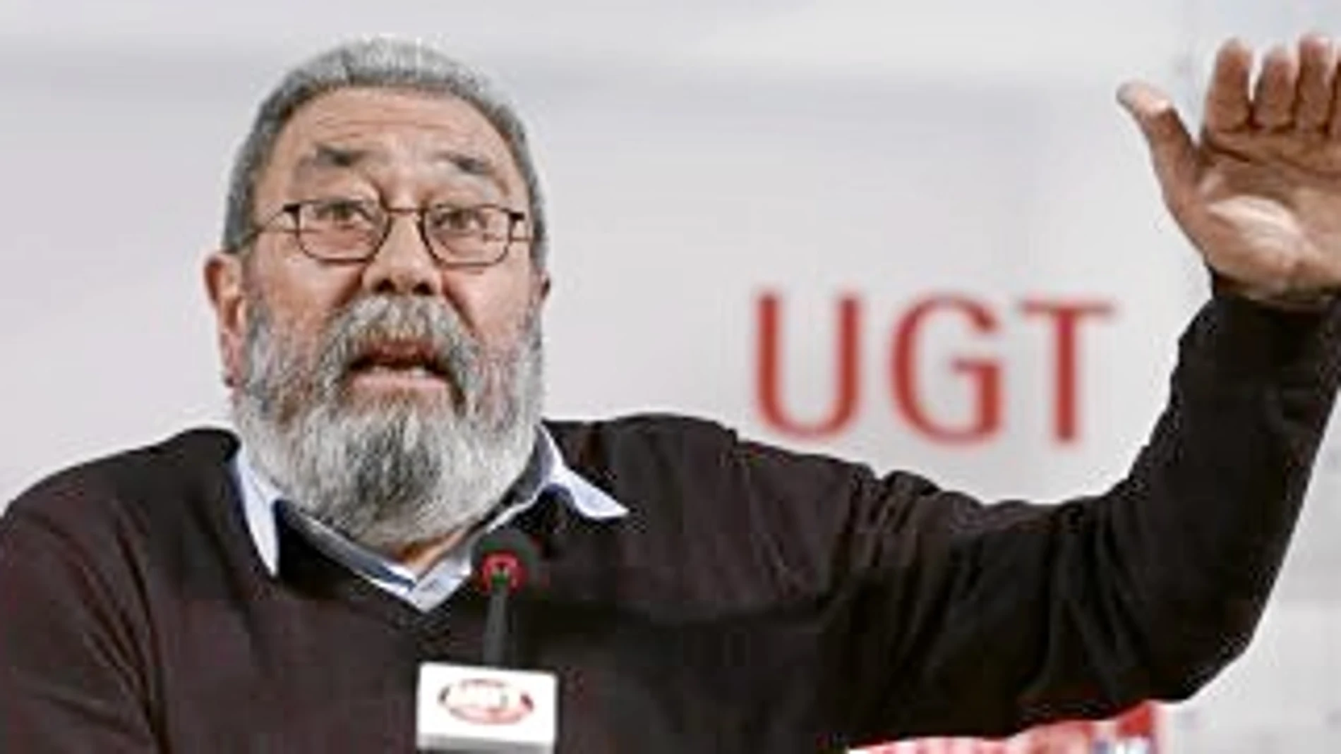 El secretario general de UGT, Cándido Méndez, durante la rueda de prensa que ofreció el pasado día 28