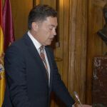 Marcos Martínez pronuncia unas palabras durante su investidura como presidente de la Diputación de León.