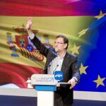 Rajoy, en un reciente acto del PP previo a la campaña de las europeas